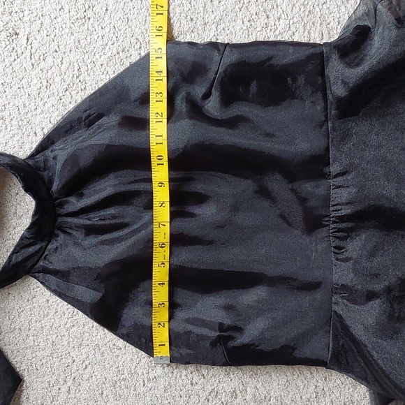 Lulu's Black Tiered Organza Halter Maxi Dress Sz L - Picture 13 of 17